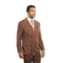 WINDOWPANE DOUBLE BREASTED PEAK LAPEL SPORT COAT