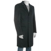 LAPEL NAVY BLUE WOOL BLEND OVERCOAT