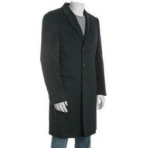 38 INCH 3 BUTTON NOTCHED LAPEL NAVY BLUE WOOL BLEND OVERCOAT