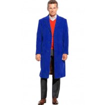 royal blue 65% wool full length natch lapel overcoat