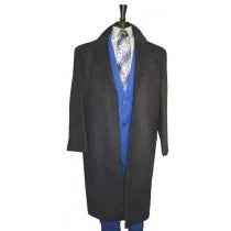 LONG WOOL BLEND DRESS COAT BLACK OVERCOAT