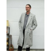 TOPCOAT-MENS WOOL LIGHT GREY DOUBLE BREASTED OVERCOAT