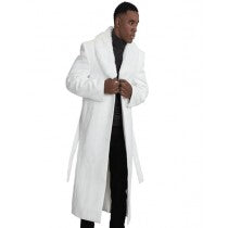 full length fur collar white wool and with fur collar overcoat