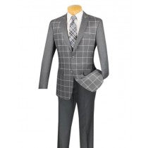 WINDOWPANE SLIM FIT GRAY BLAZER ~ SPORT JACKET