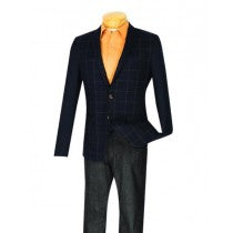 WINDOWPANE SLIM FIT NAVY BLAZER ~ SPORT JACKET