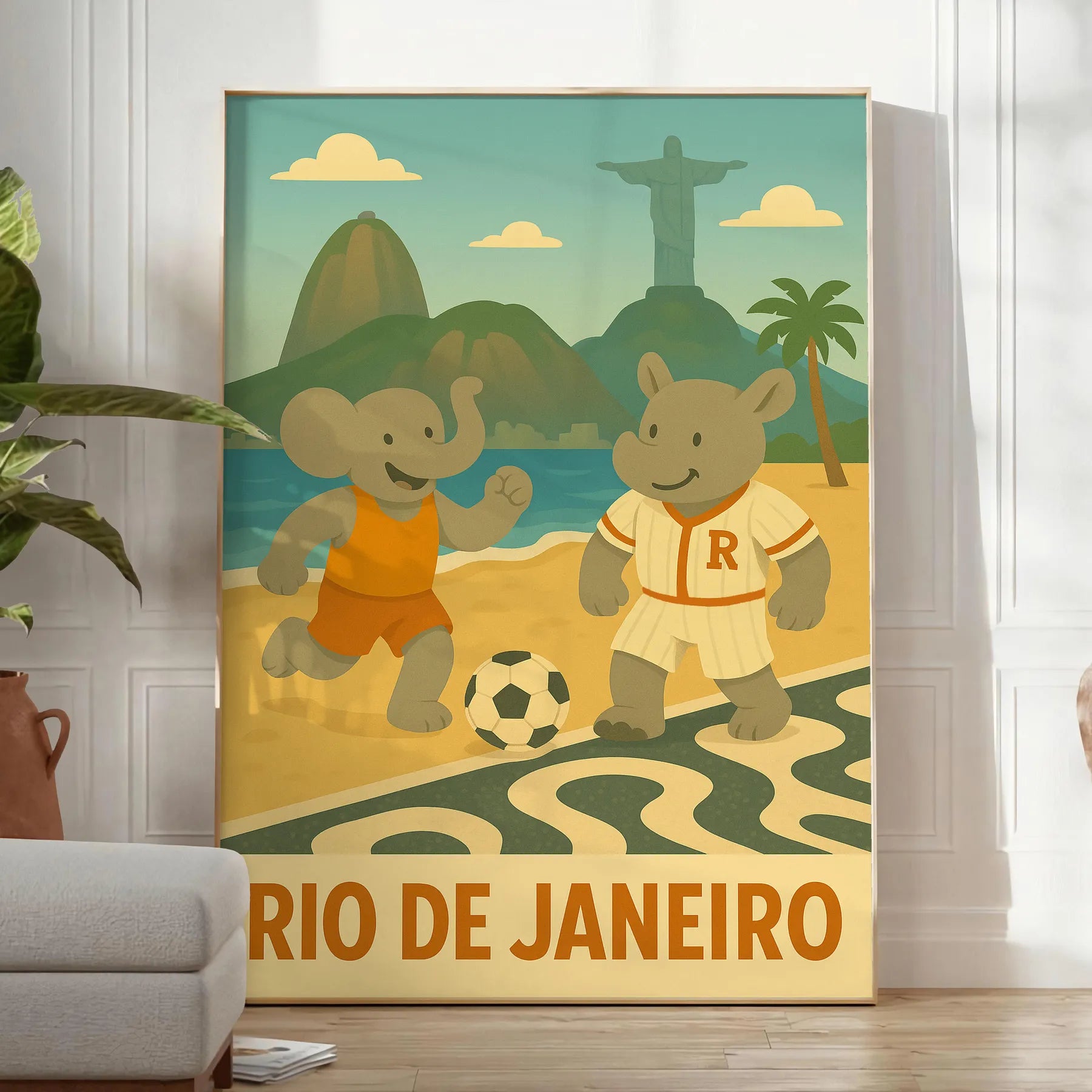 Kid Poster Elephant Rinhoceros Rio De Janeiro Football