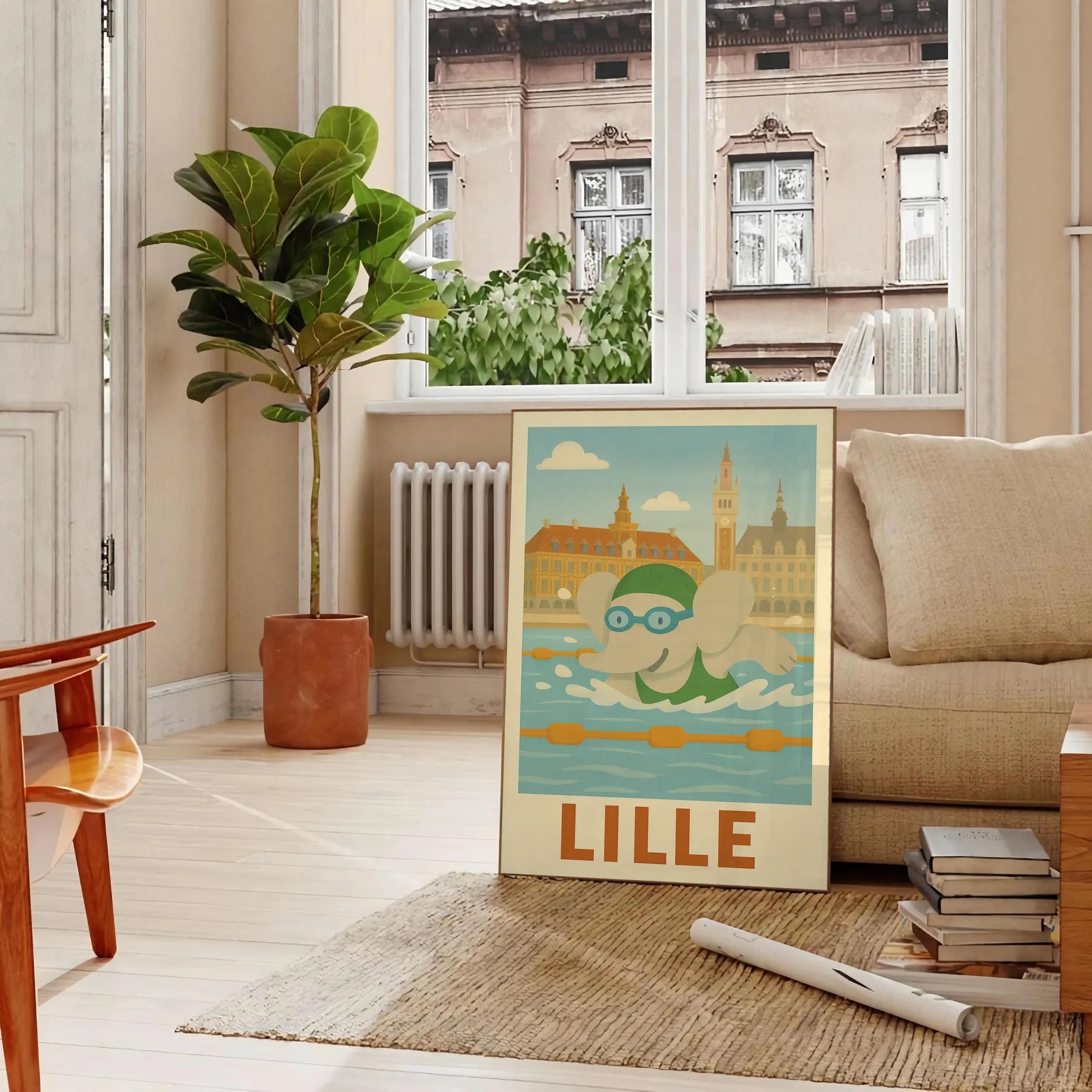 Kid Poster Elephant Lille Swimming