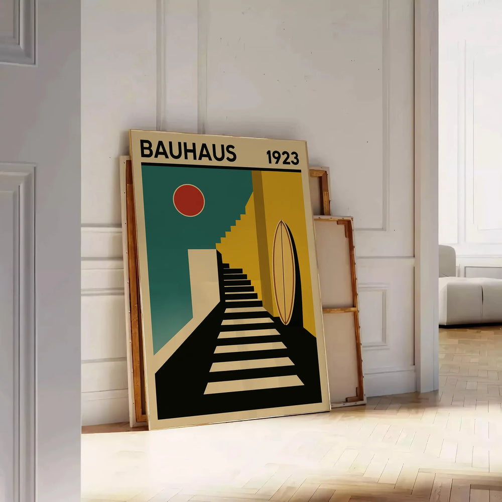 authentic Bauhaus Poster Art piece 1923 Surf School striking black red design essence Prints space sizes A4 cm A0