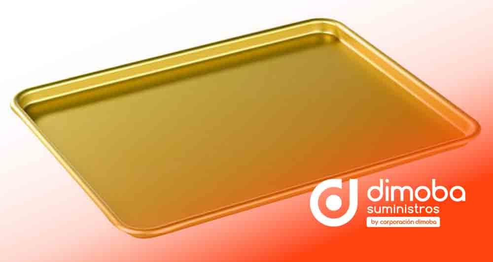 Bandeja para Escaparate de Aluminio Color Oro. Tipo Bandejas de Pastelería