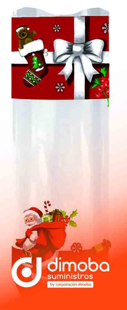 Bolsa de celofán Papa Noel con fondo de cartón. Tipo Bolsas de Papel para Pastelería