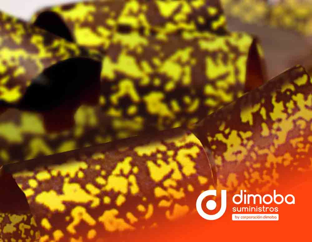 Choco-Transfert de Virutas Amarilla Doradas. Tipo Moldes para Chocolate