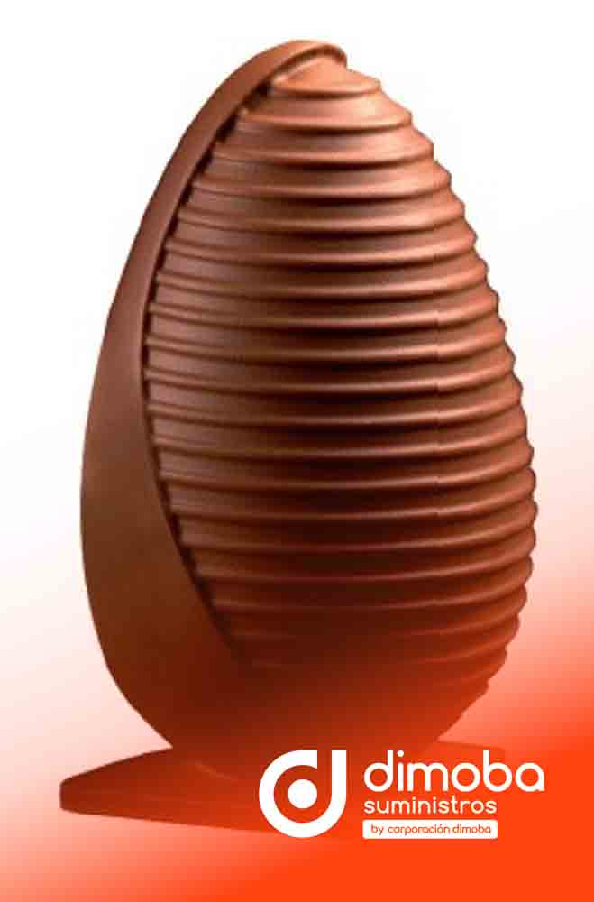 Kit Molde Termoperforado Huevo de Diseño Combinación de Rayas y Liso. Tipo Moldes de huevos para chocolate