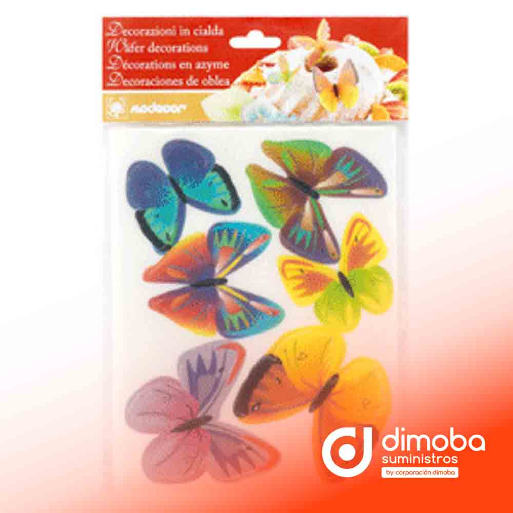 Mariposa Oblea Colores Surtidos Blister 16 ud.. Tipo Obleas para tartas