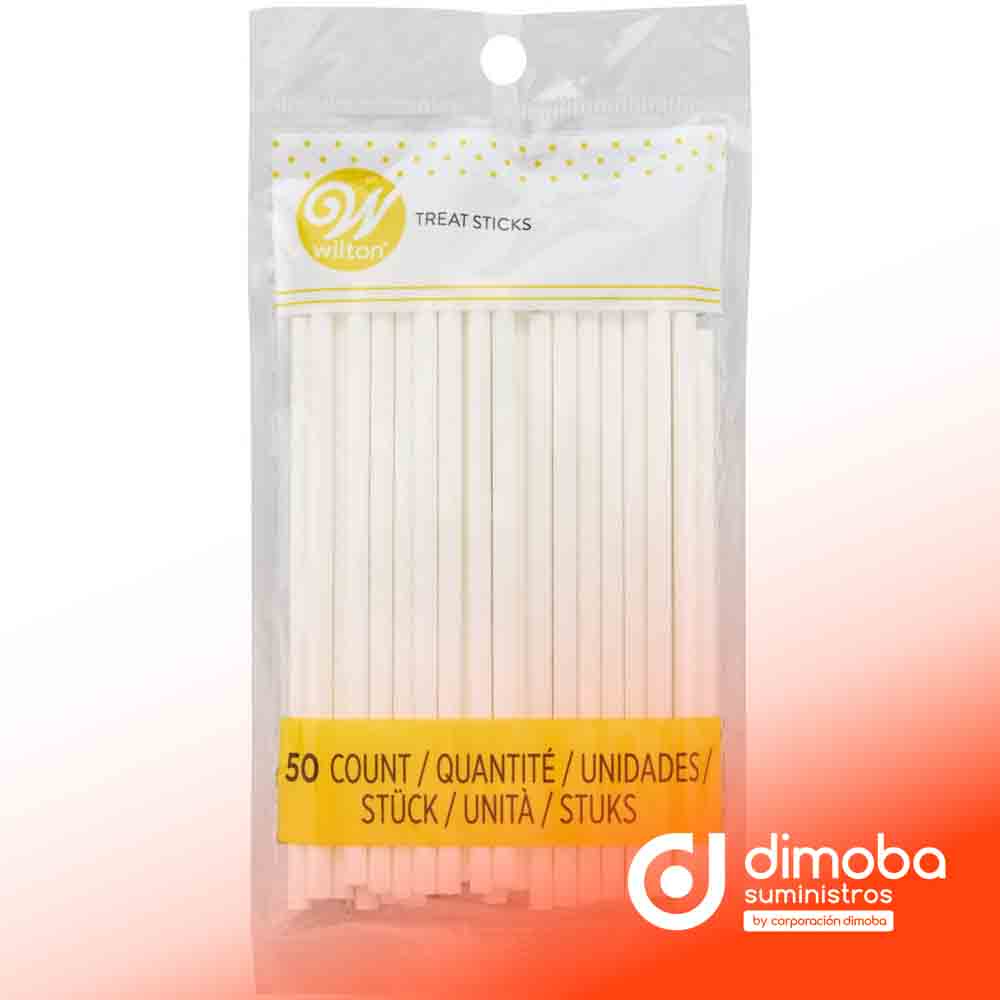 Palitos para Piruletas 10 cm - 50 uds. Wilton. Tipo Brochetas de Madera