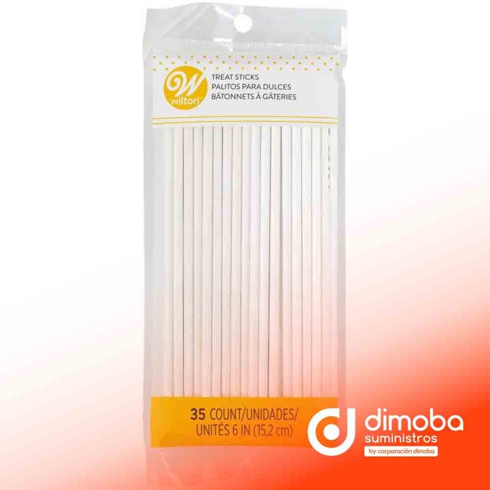 Palitos para Piruletas 15 cm - 35 uds. Wilton. Tipo Brochetas de Madera