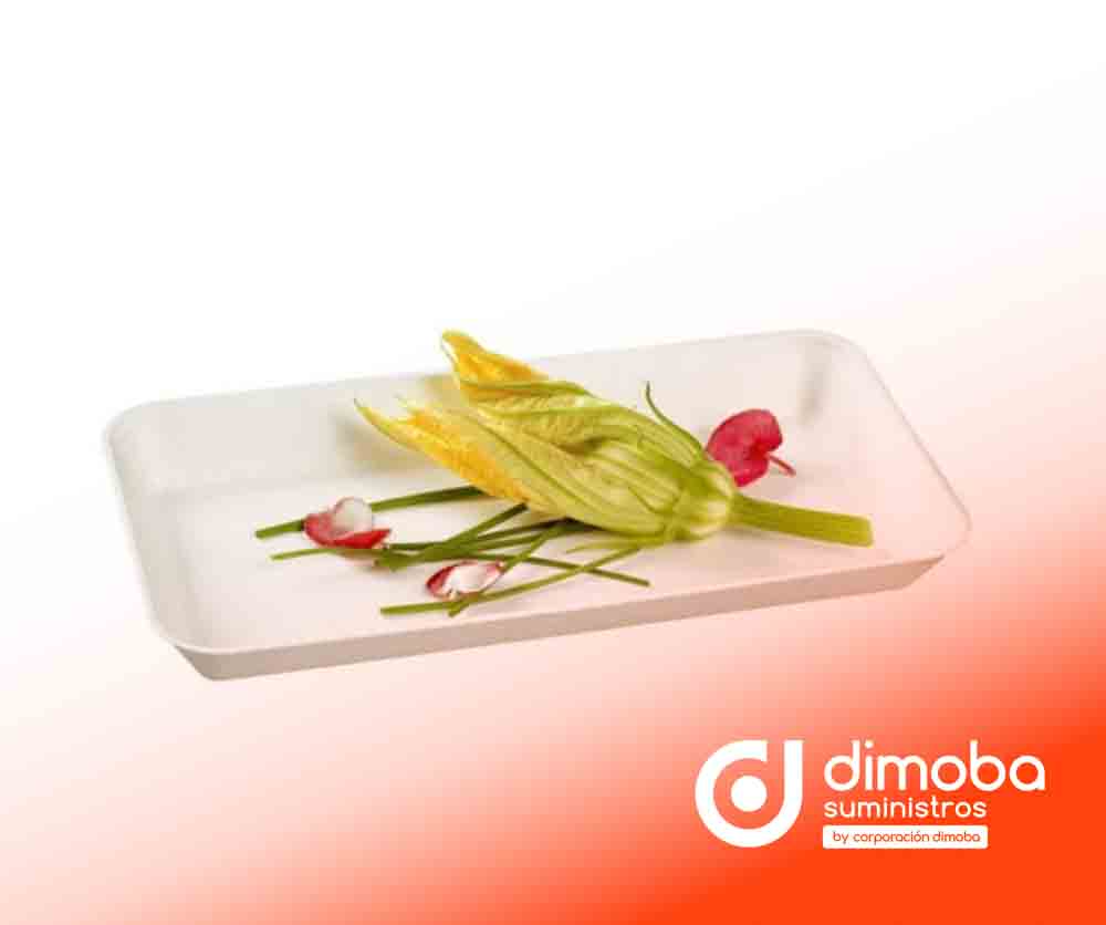 Plato Kanopeé Blanco de Pulpa Rectangular 200 uds.. Tipo Desechables Catering