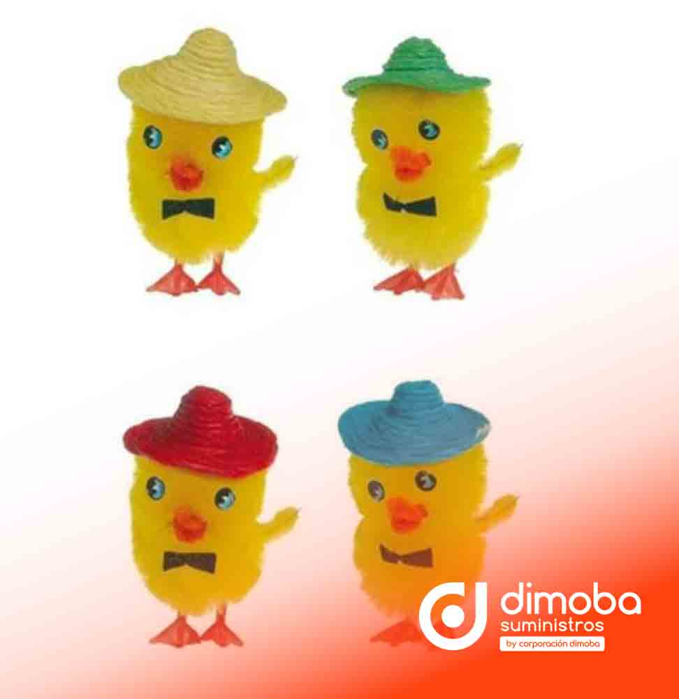 Pollos 3D con Sombrero y Pajarita 40 uds.. Tipo Decoración de tartas