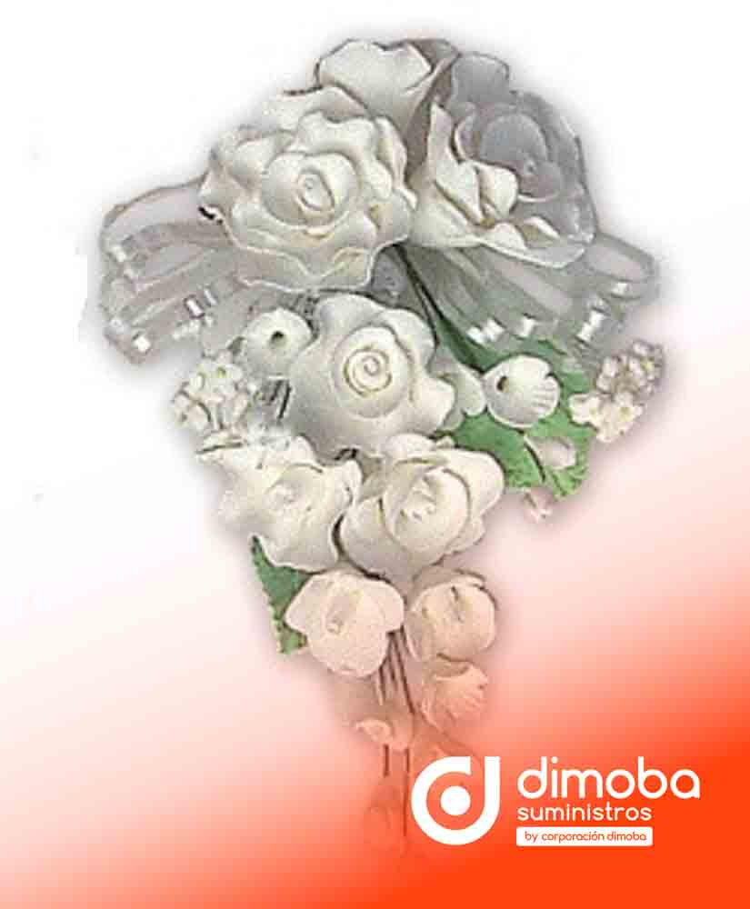 Ramillete de Rosas Color Blanco. Tipo Decoración de Pastelería