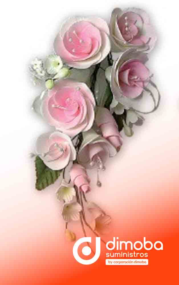 Ramillete de Rosas Color Rosa. Tipo Decoración de Pastelería