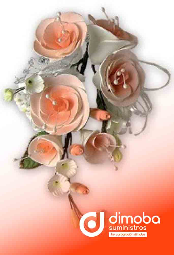 Ramillete de Rosas Color Salmón. Tipo Decoración de Pastelería