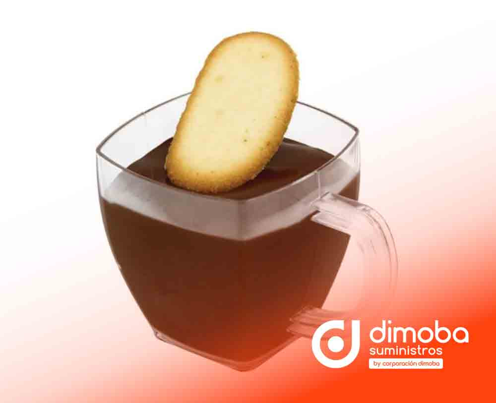 Taza de Café Cuadrada Transparente. Tipo Desechables Catering