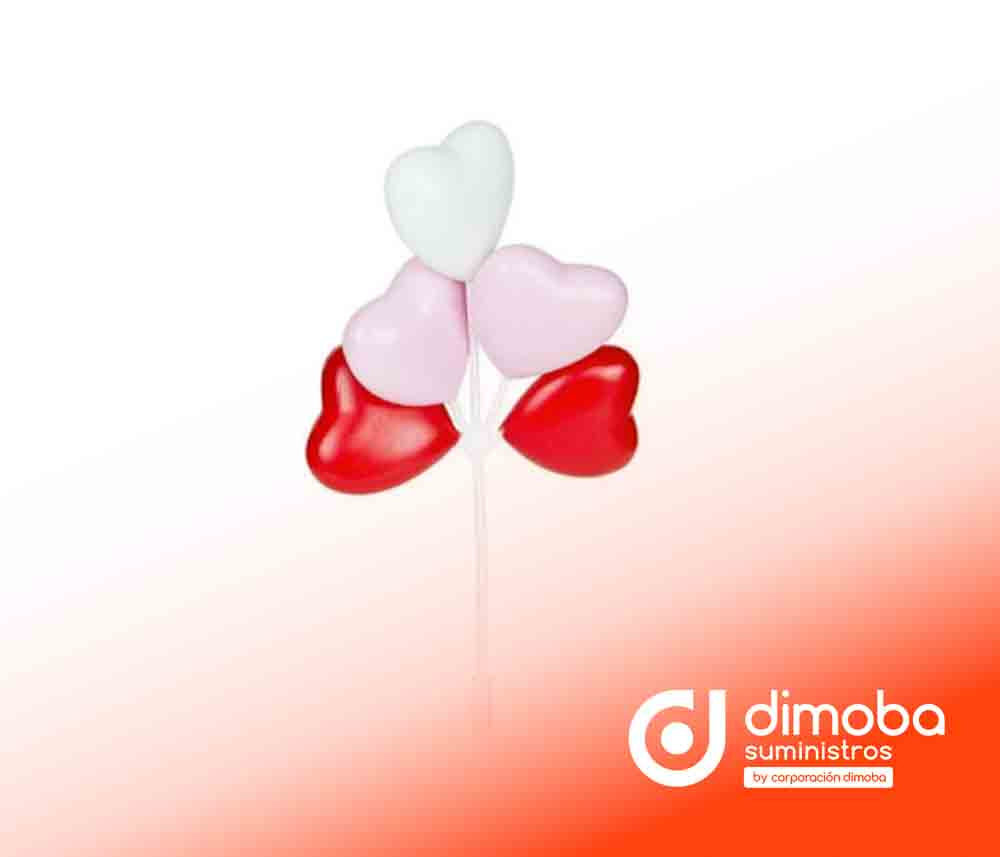 Topper Globos Corazones 36 uds.. Tipo Decoración de Pastelería