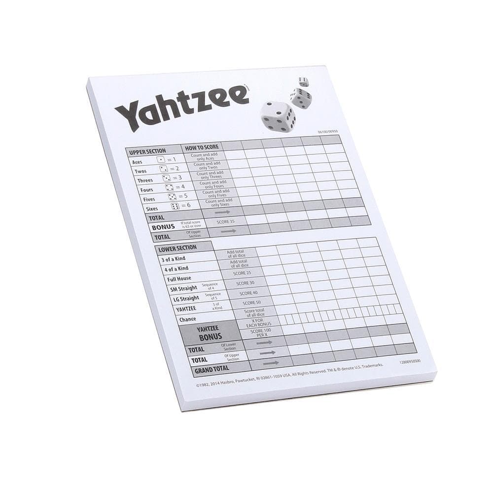 630509354146 Yahtzee Score Cards Hasbro Calendar Club Calendar Club Canada