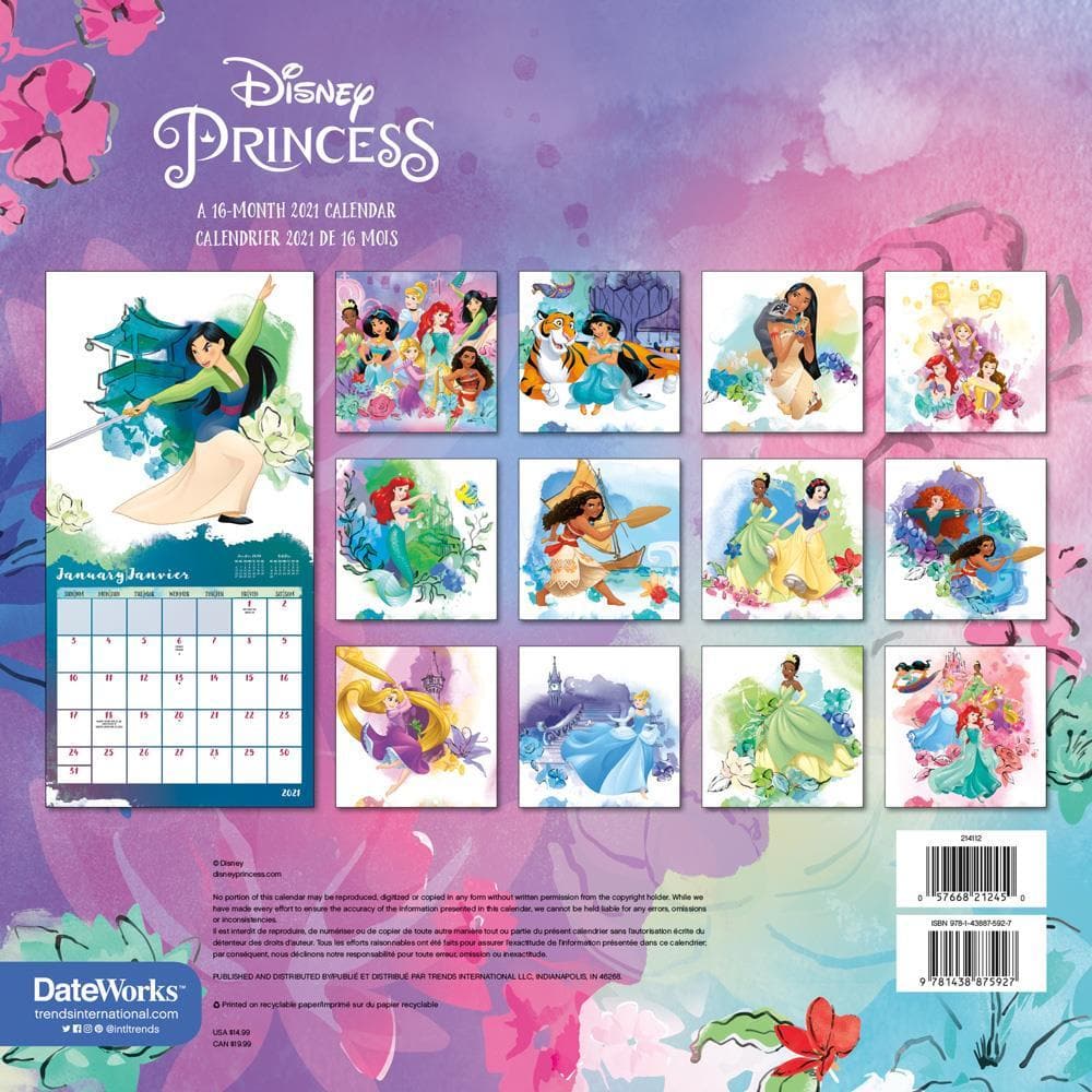 Disney Princess 2021 Wall Calendar by Trends International ...