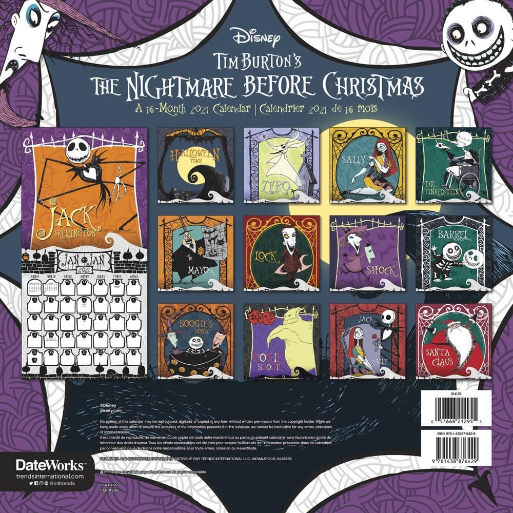 The Nightmare Before Christmas 2021 Wall Calendar Calendar Nov 2021