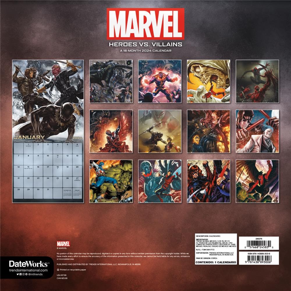 Wall Calendar: 2024 Marvel Deadpool Wall Calendar, 24x12in