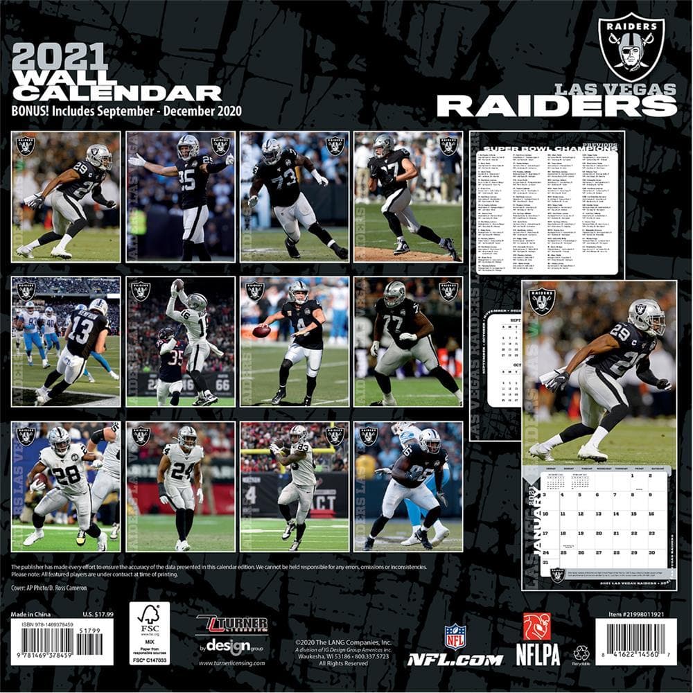 Raiders Calendar 2021 Calendar Page