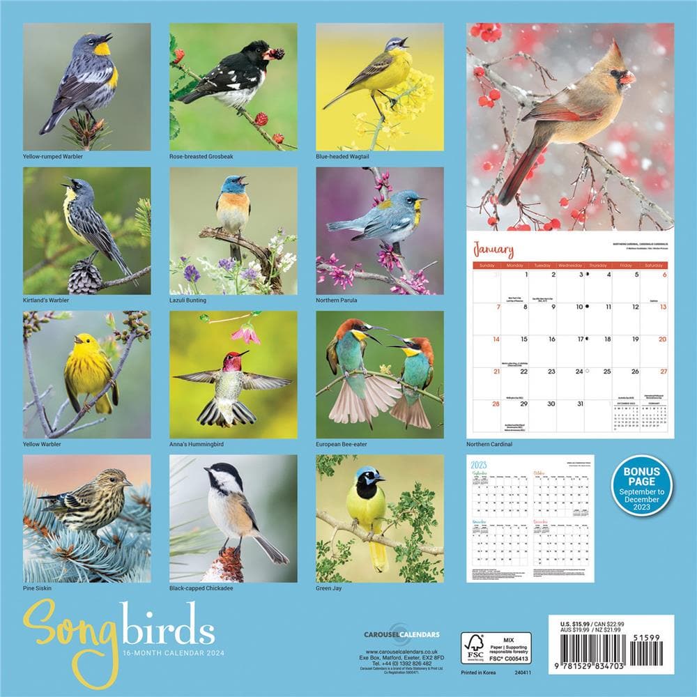Canadian Geographic Oiseaux 2024 Wall Calendar 