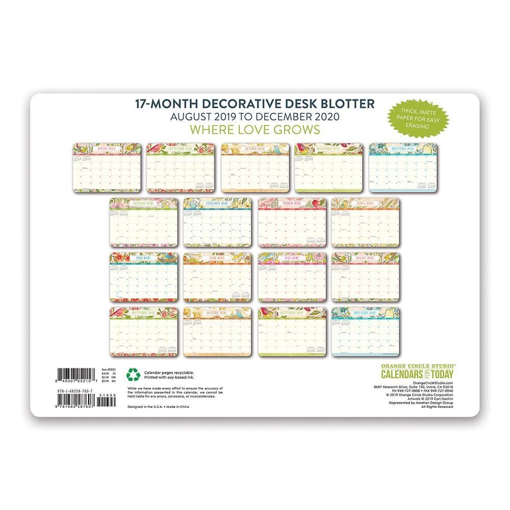 9781682587607 Where Love Grows Decorative 2020 Desk Pad Calendar