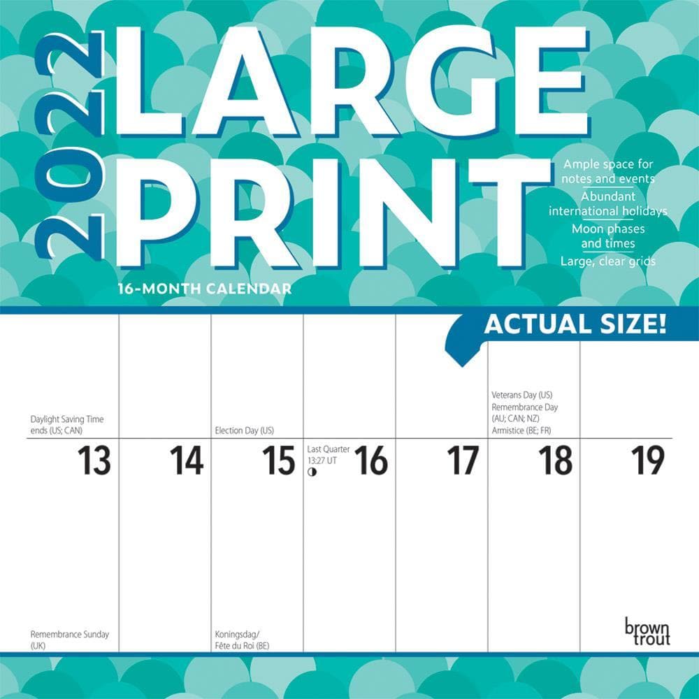 Printable Calendar Large Spaces