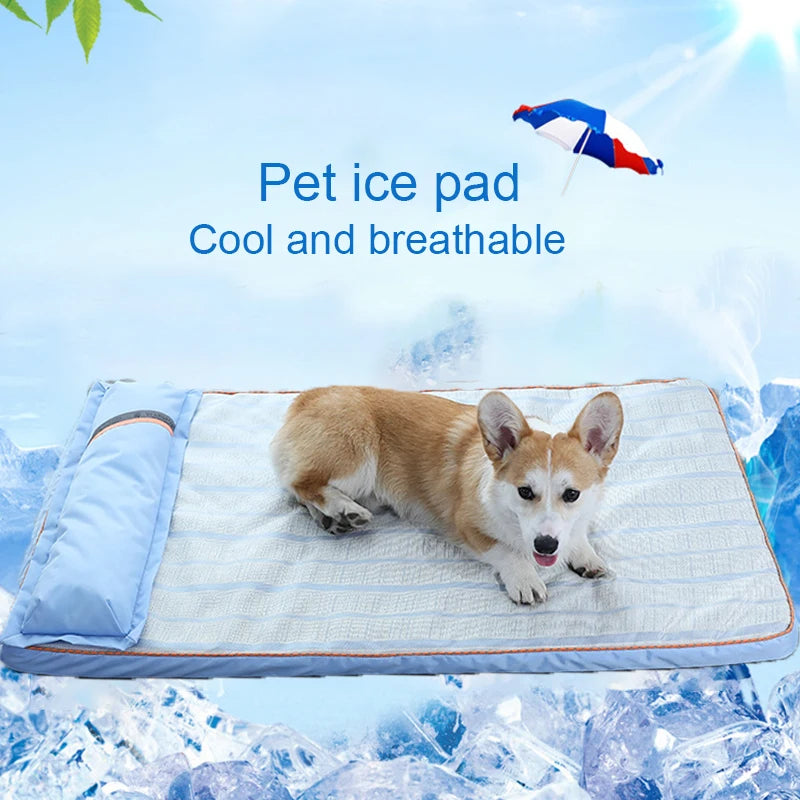 Summer Dog Bed Cooling Mat With Pillow™️