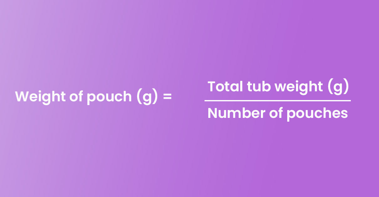 Formula for working out the weight of a single nicotine pouch