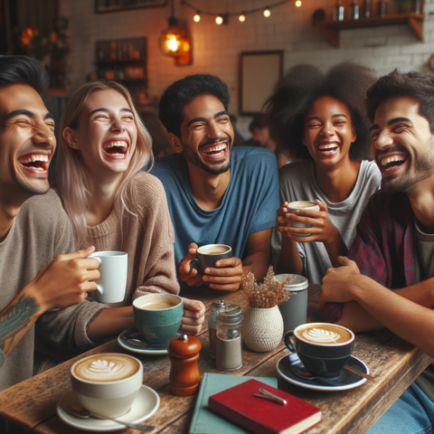 friends and family gathered laughing