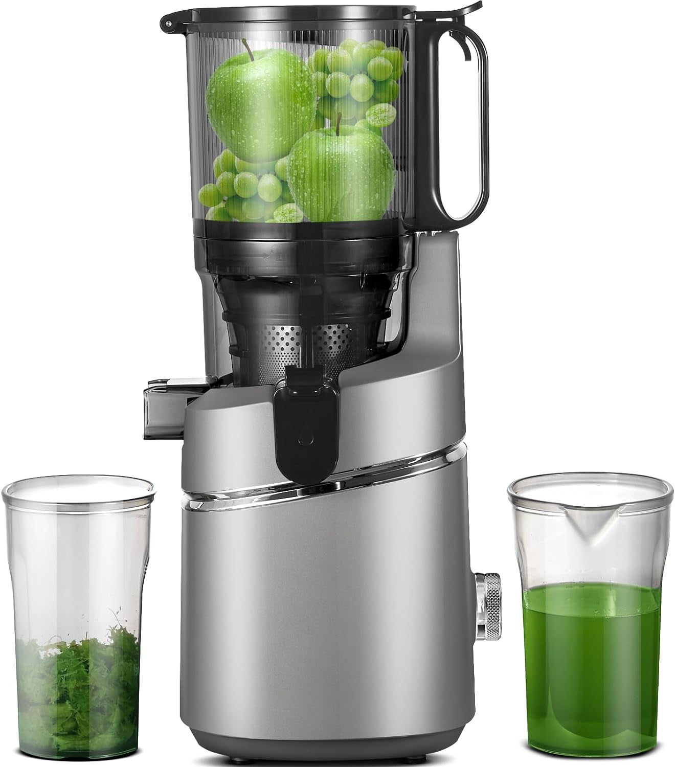 Juicer Machines, 5.3-Inch Self-Feeding Masticating Juicer Fit Whole Fruits & Vegetables, Cold Press Electric Juicer Machines with High Juice Yield, Easy Cleaning, BPA Free, 250W