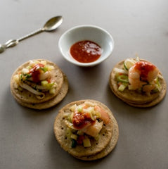 Amanda Hamilton’s Asian Spiced Prawns Topped with Kimchi