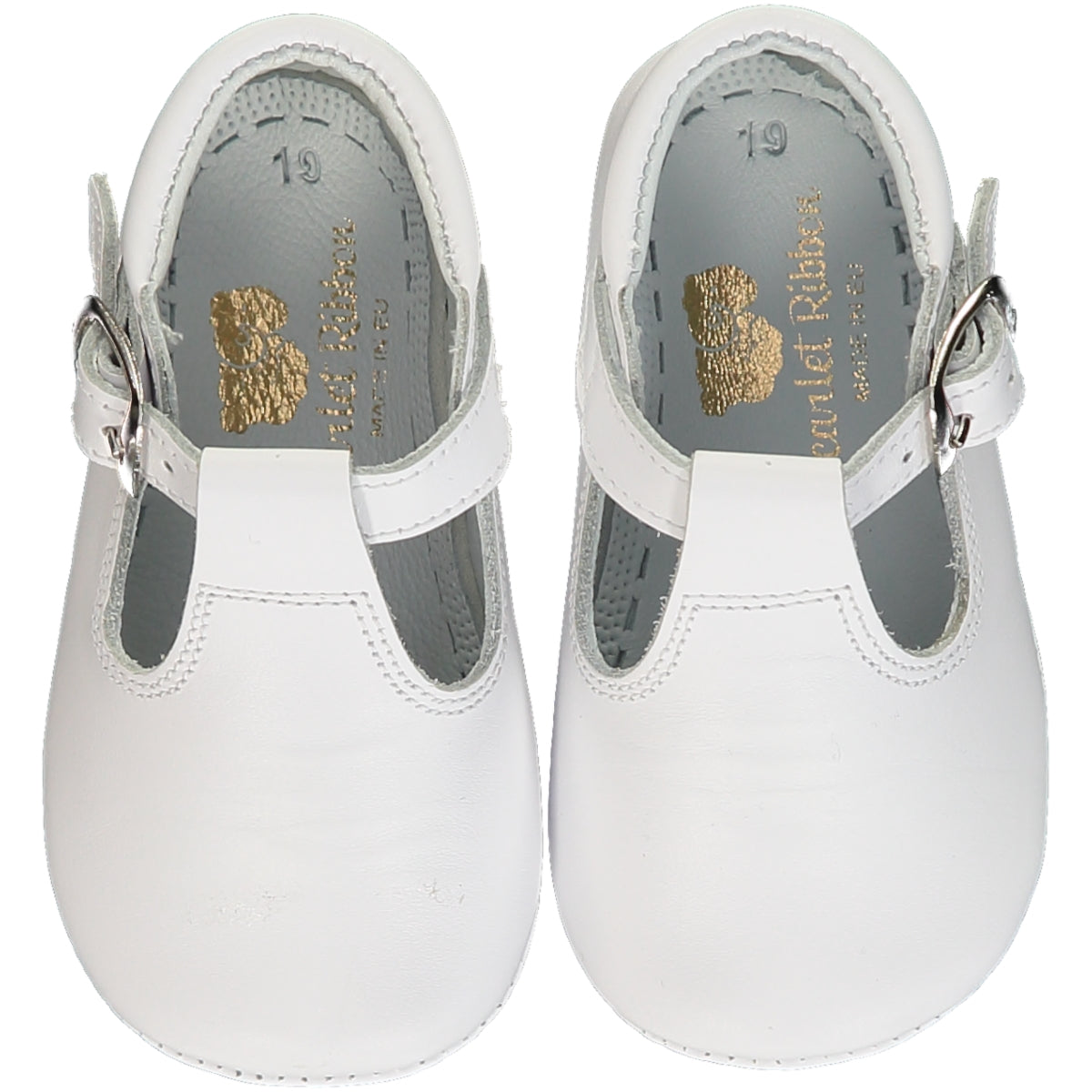 white leather pram shoes