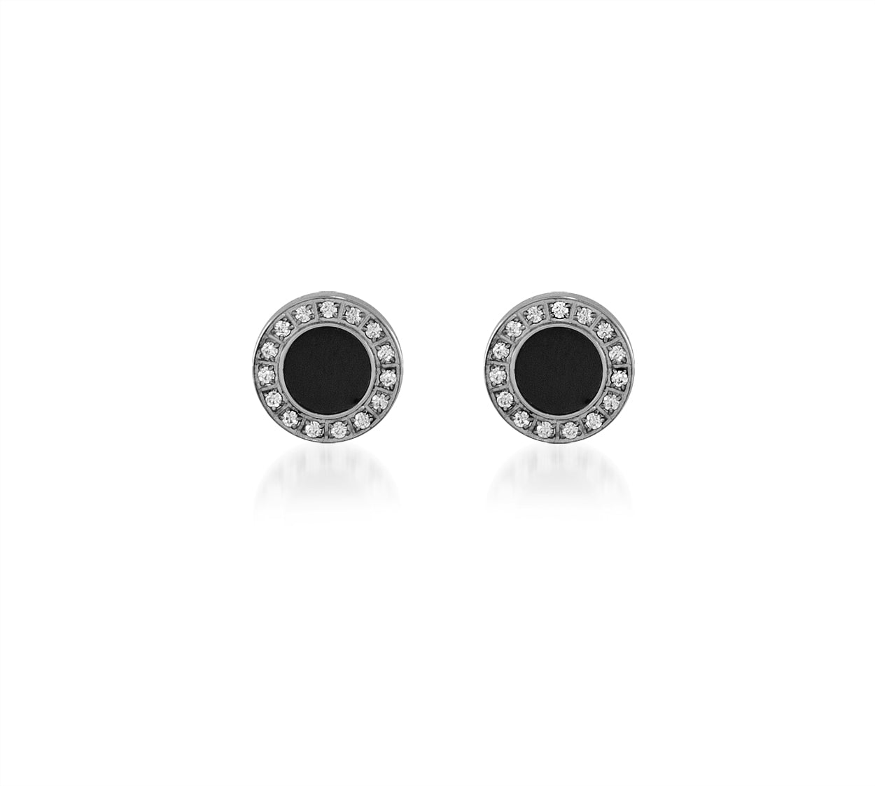 ER207B B.Tiff Pave 15-Stone Black Center Stainless Steel Halo Earrings ...
