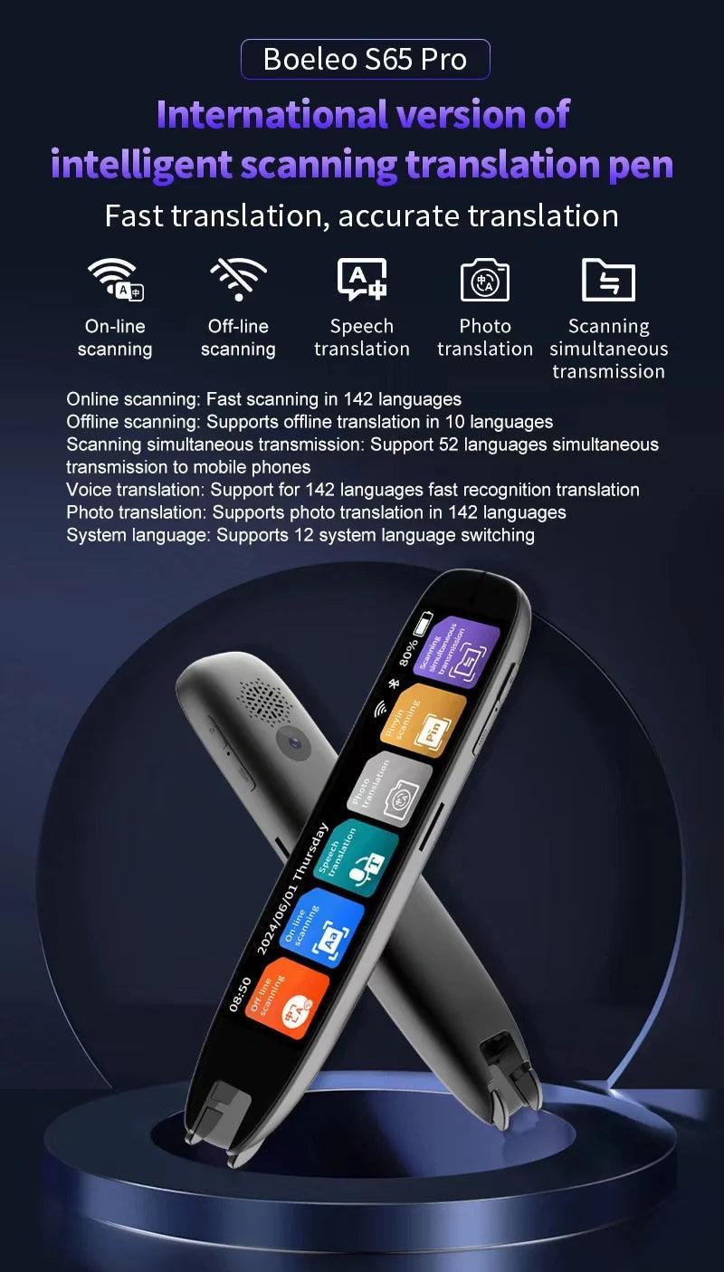 Meanyou S65 Pro Akıllı Ses Tercümanı 142 Dil WIFI Tarama Çeviri Kalemi İş Seyahatleri İçin Yurtdışında Tarama Çeviri Kalemi - MeanYou