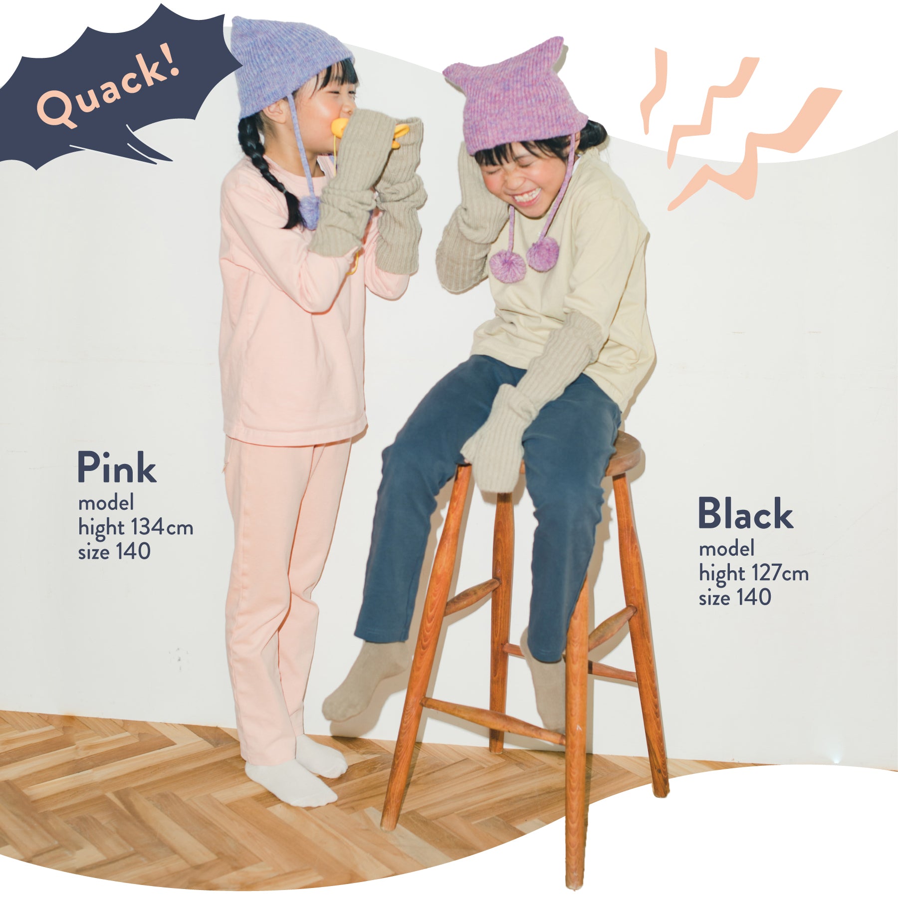 キッズ子供パンツズボン_ピンクブラック”