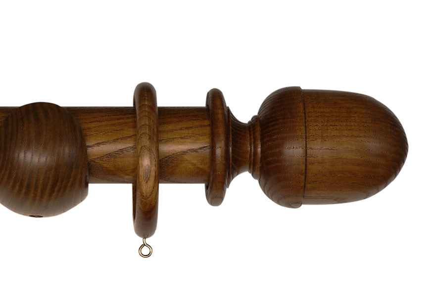 Oak Curtain Pole Sets With Acorn Finial | Wooden Curtain Poles | Cope