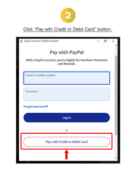 Klicken Sie auf die Schaltfläche „Mit Kredit- oder Debitkarte bezahlen“.