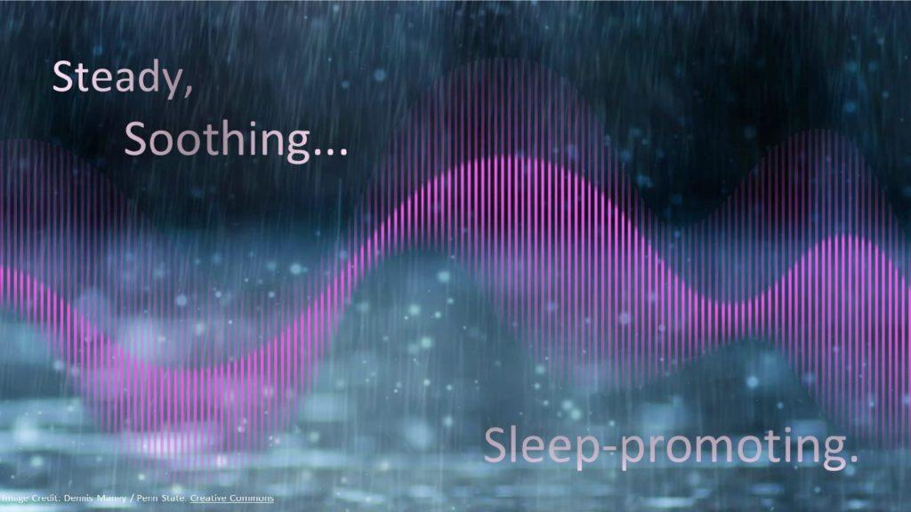 Graph of pink noise with description of Steady, Soothing, Sleep-promoting pink noise