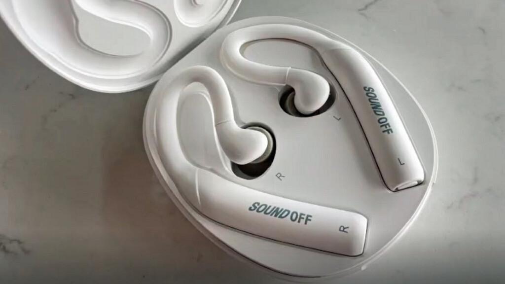 SoundOff Sleep Earbuds in the included charging case.