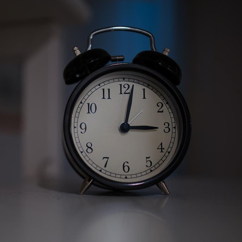 An alarm clock displaying 2 minutes past 3:00 AM--which is the hour when "Late Insomnia" typically begins... 