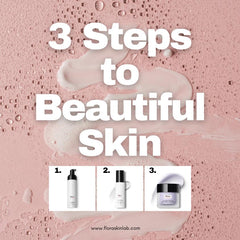 3 steps to beautiful skin.  gentle papaya foaming cleanser, overnight recovery sleepmask and treatment, brightening day protection with spf 50