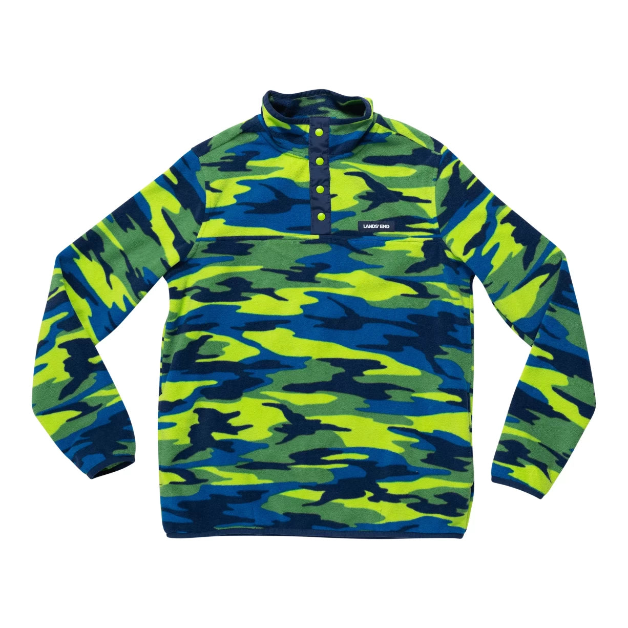 image of Lands' End Heritage Fleece Snap Neck Pullover Top - Kids'